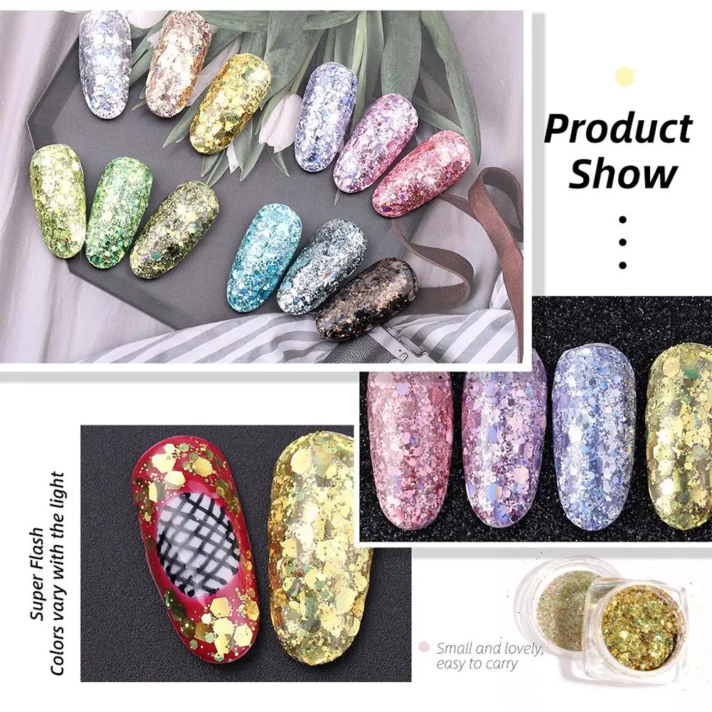 1 коробка лазерная блестящая 3D блестка для ногтей Лазерная макияж глаз яркое