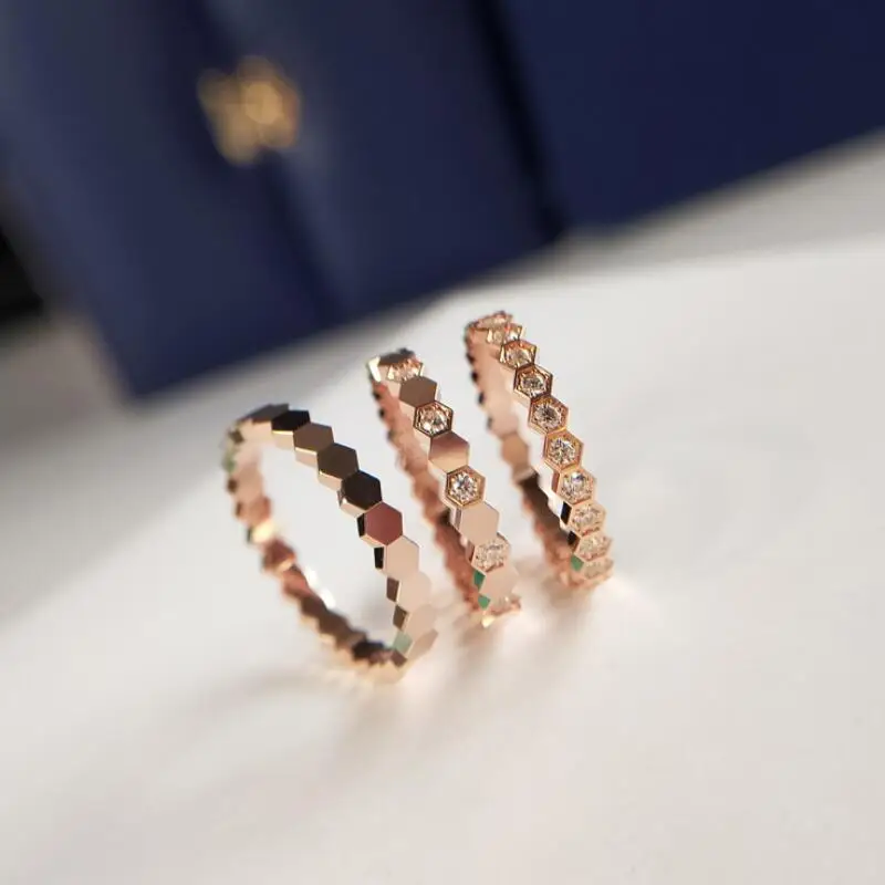 NPKDS Chic Design Exquisite Tiny Honeycomb Rings for Women Stackable Rose Gold Color Wedding Party Tail Ring Trendy Jewelry | Украшения и