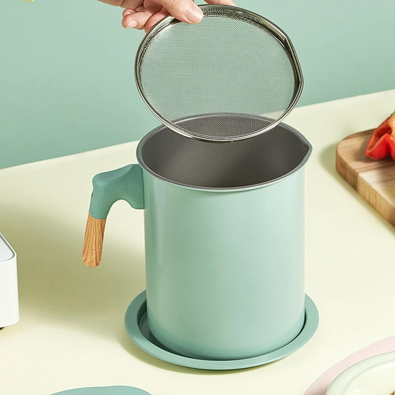 

Oil Storage Grease Keeper for Kitchen,Grease Container with Strainer and Dust-Proof Lid,Oil Filter Pot