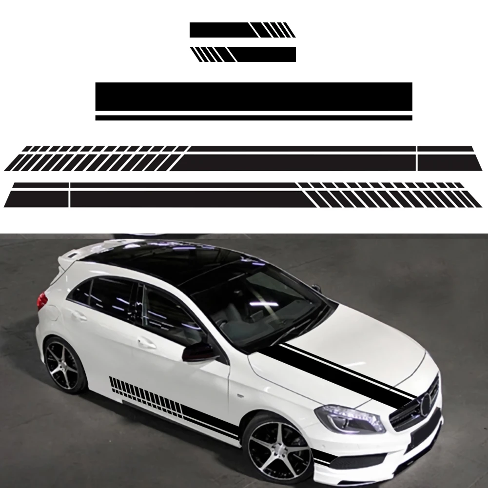 

5 Pieces Car Hood Stripe Graphic Decal Vinyl Body Racing Rearview mirror Sticker
