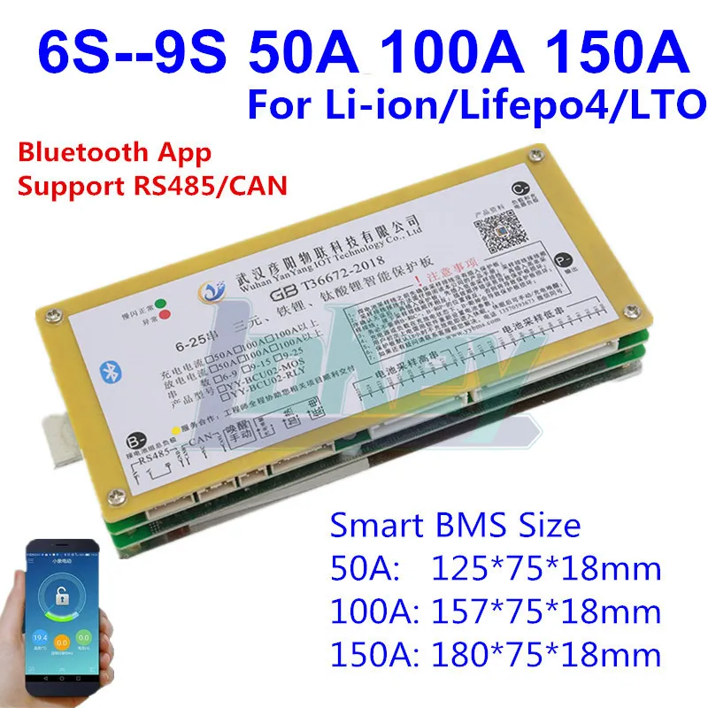 

Smart BMS 6S--25S Lifepo4 Li-Ion Lipo аккумулятор лто Защитная плата BMS 100A 80A 50A Bluetooth APP 10S 13S 16S 20S баланс