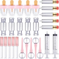 30 pieces lip gloss tube tool set pencil ice cream lollipop candy shaped empty lip gloss tubes plastic syringe for diy makeup