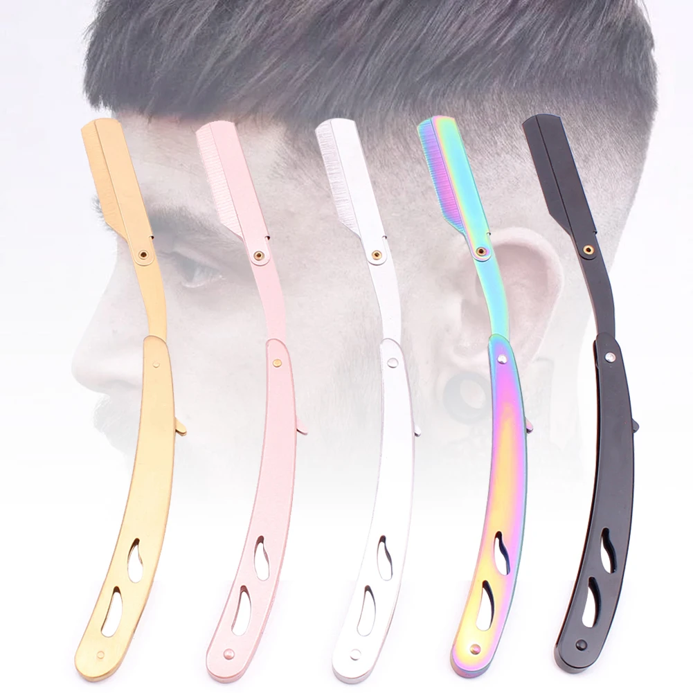 

Профессиональная парикмахерская прямая бритва из нержавеющей стали ручная Бритва для бороды с 10 лезвиями