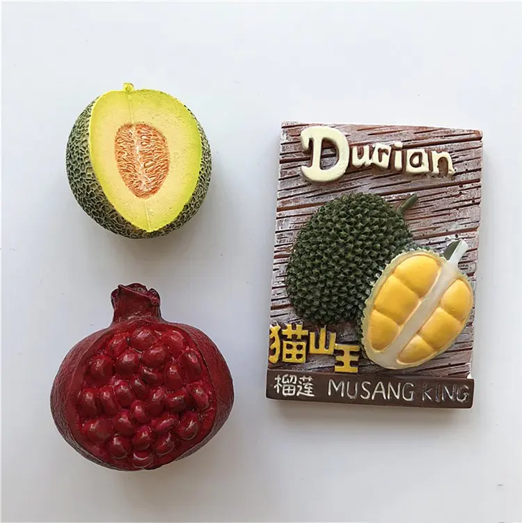 Стерео Тайланд resion 3D дуриан Хами Дыня гранат магнит для холодильника в виде