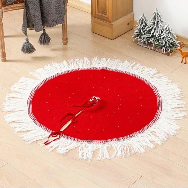 

Creative Tassel Christmas Tree Skirt Ornament Knitted Christmas Tree Decorations Holiday Knitwear New Year Xmas Tree Skirt Decor