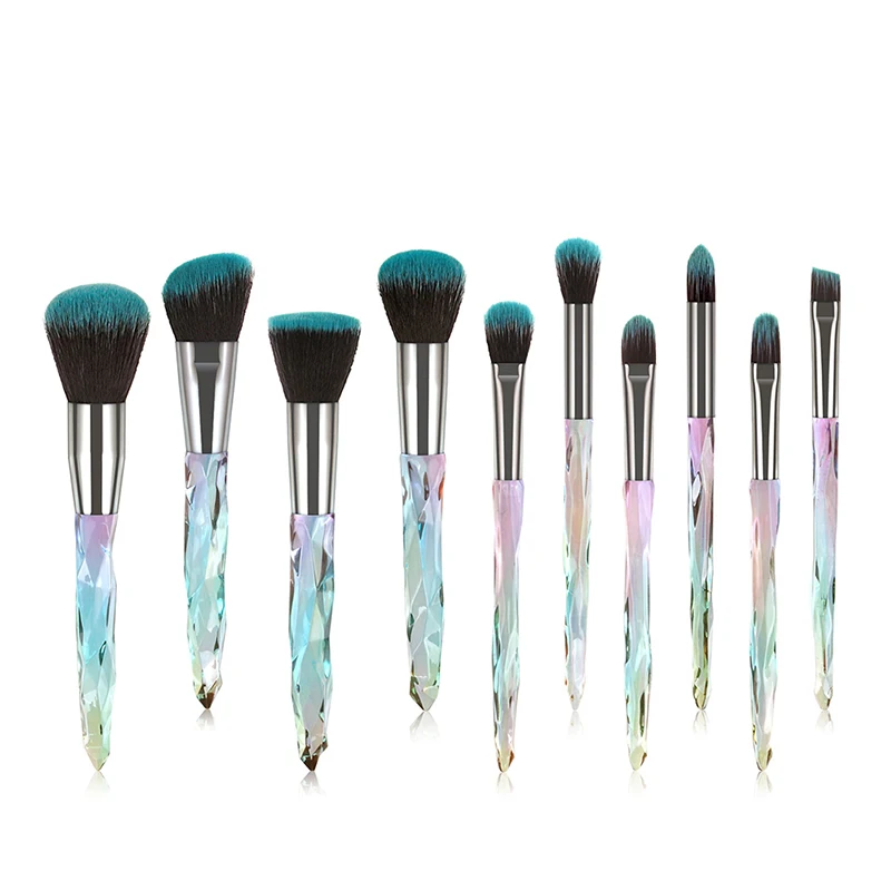 10Pcs Diamond Crystal Foundation Eyeshadow Eyebrow Cosmetic Makeup Brushes | Красота и здоровье