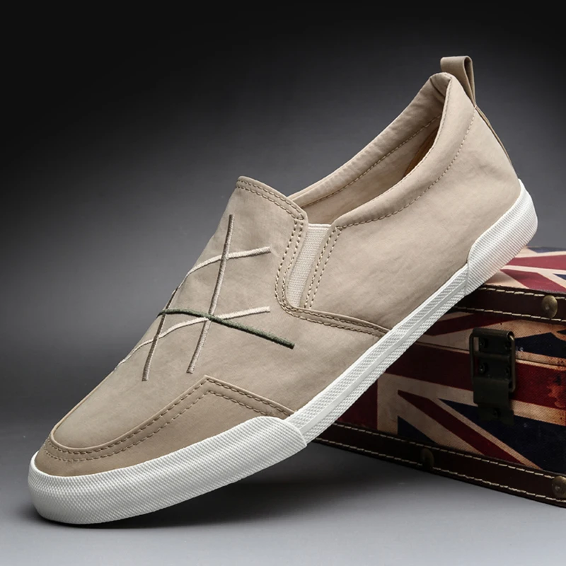 Новые брендовые парусиновые мужские лоферы Летние вентиляционные кроссовки