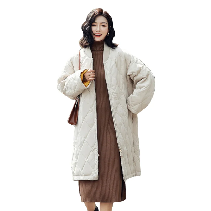 2019 winter new style light and thin down jacket medium popular women coat mock neck loose Korean version lady clothes | Женская одежда