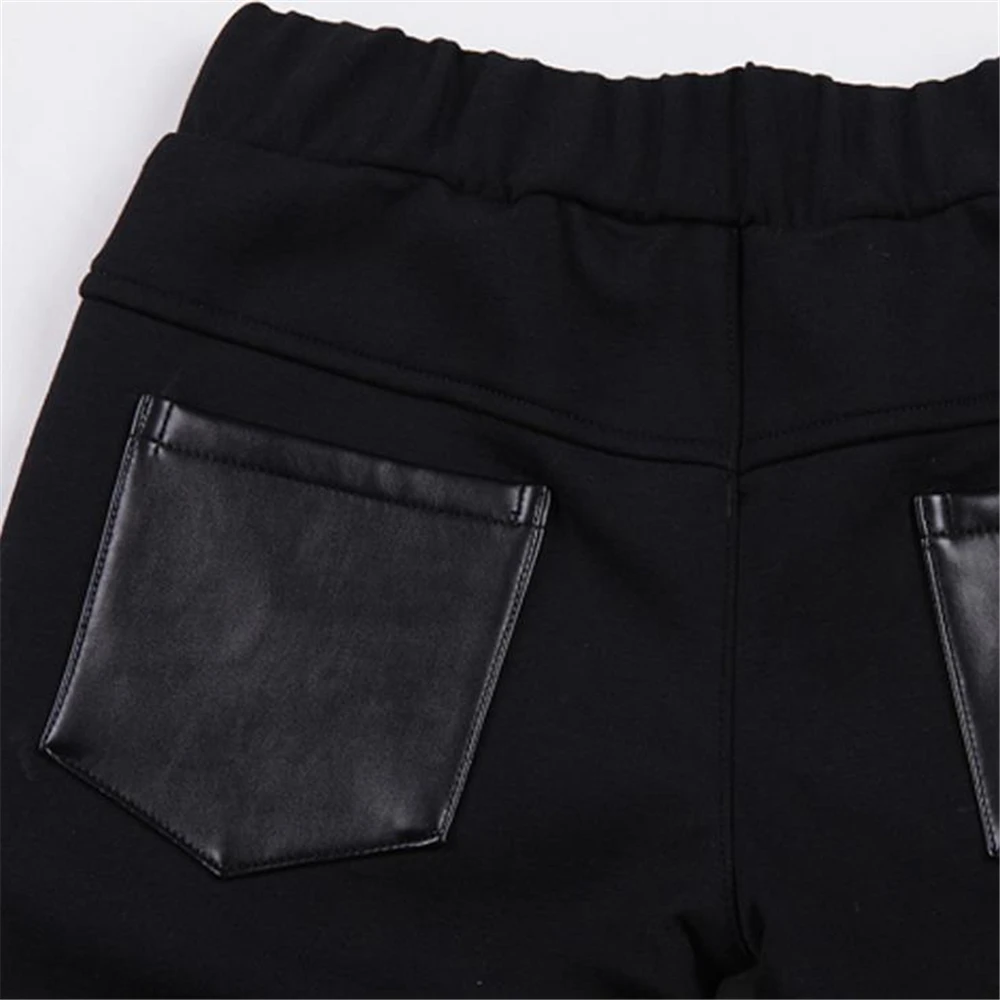 Женские осенние брюки карандаш со средней эластичной талией и вставками из