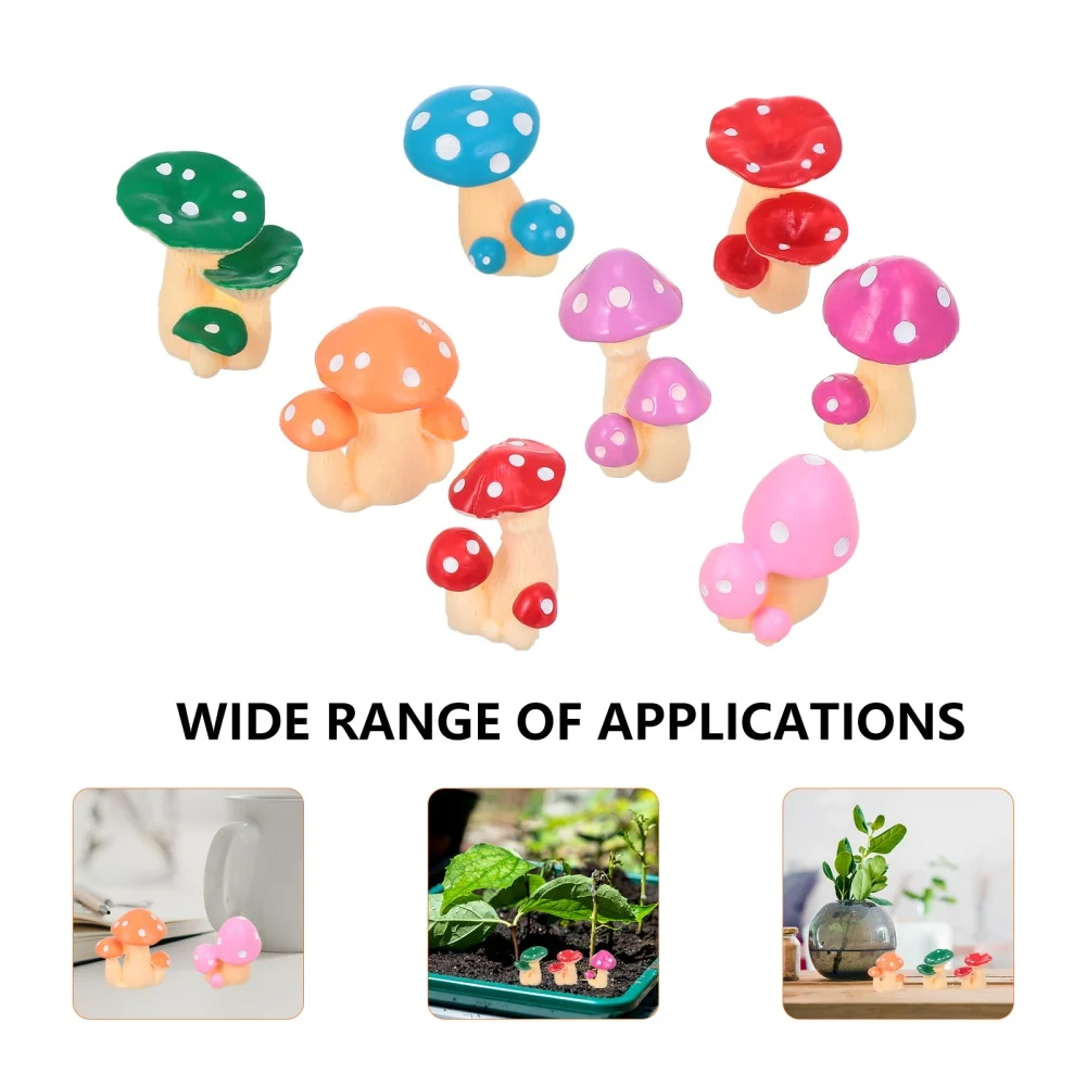 

8pcs Lifelike Resin Mushroom Decor Mini Mushroom Figurines Landscape Ornament
