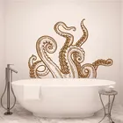 Настенная Наклейка Осьминог, настенная наклейка с рисунком Кракен, ванной, океанских костяшек, животных, био, ванной комнаты, туалета, домашняя наклейка X4