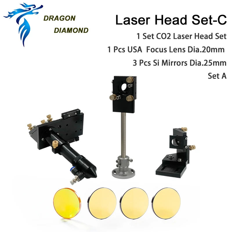 Набор лазерных головок C + 3 зеркала 25 мм 1 шт. линз D20mm FL 50 8 63 5 101 6 2 ɲ 5' 4 дюйма для