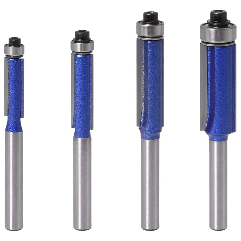 

4 Pieces Of Woodworking Trimming Knife 1/4 Shank Bit Alloy Trimming Knife Woodworking Milling Cutter