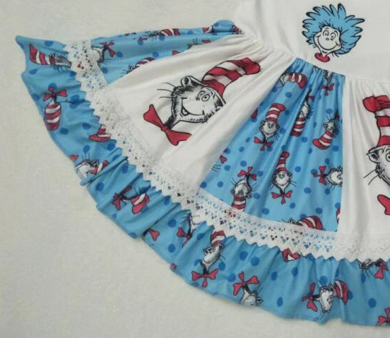 

New cartoon girl stitching long-sleeved dress cute cartoon print fashion dress yll