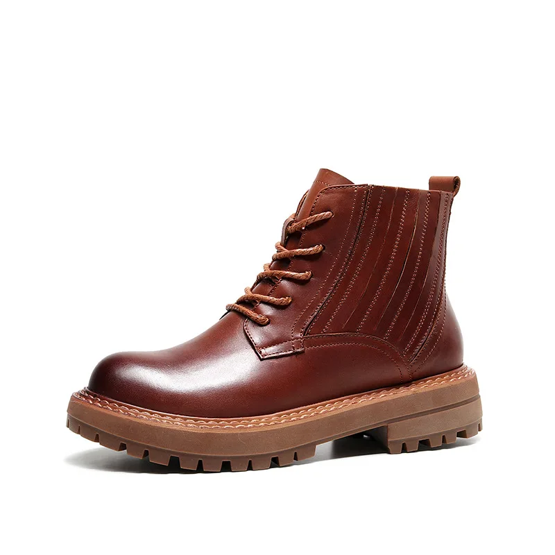 Online Sepatu Bot Wanita Tabung Pendek Bagus Sepatu Bot Pergelangan Kaki Kulit Asli Sepatu Bot Chelsea Musim Gugur Bagus Sepatu Kasual Sepatu Bot Martin Retro Wanita