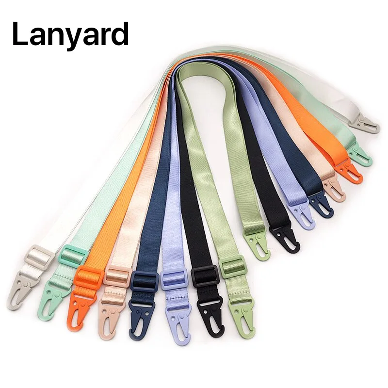 

Luxury 160*2.5cm Adjustable Key Hook Lanyard For Mobile Phone Case Neck Strap Belt String Ropes Colorful Nylon Necklace Chain