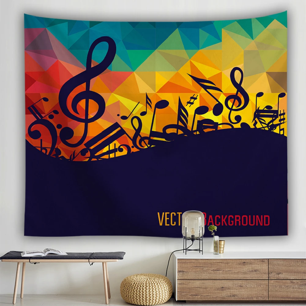 Музыка Мода Настенный Гобелен из ткани музыкальная Партитура мир печати стене