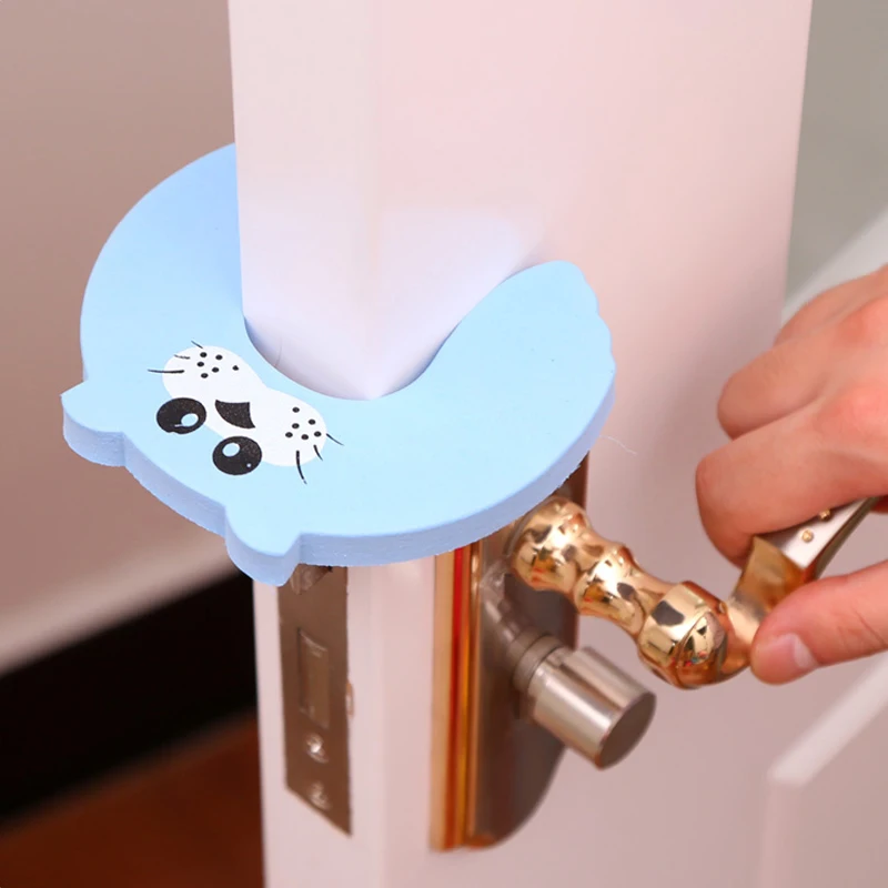 Tope de puerta de seguridad con dibujos de animales para beb&eacute;, cerradura de tarjeta de beb&eacute;, cuidado de reci&eacute;n nacido, Protector de dedos aleatorio, 2 uds.-4