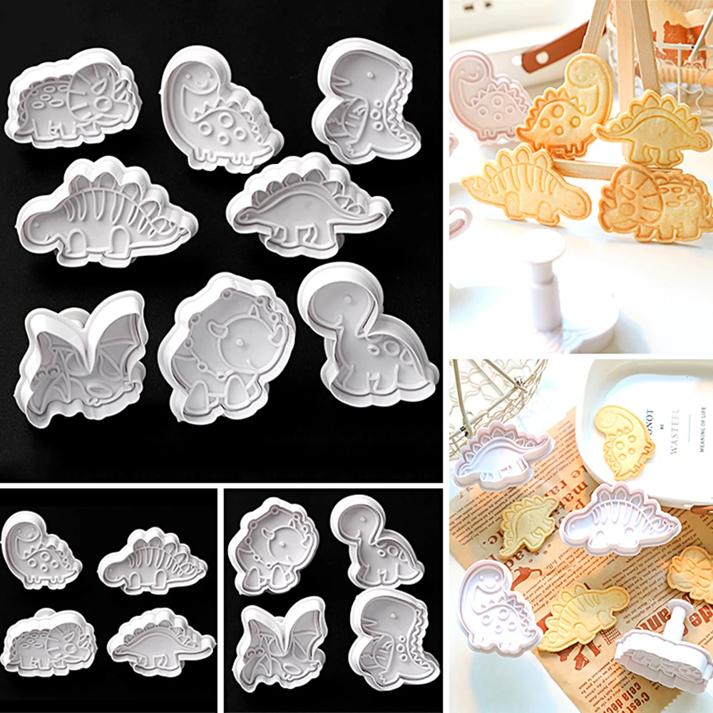 4 шт. динозавр печенье Плунжер резак мультяшная форма для выпечки печенья штамп бисквит DIY Форма Инструменты для украшения тортов из мастики