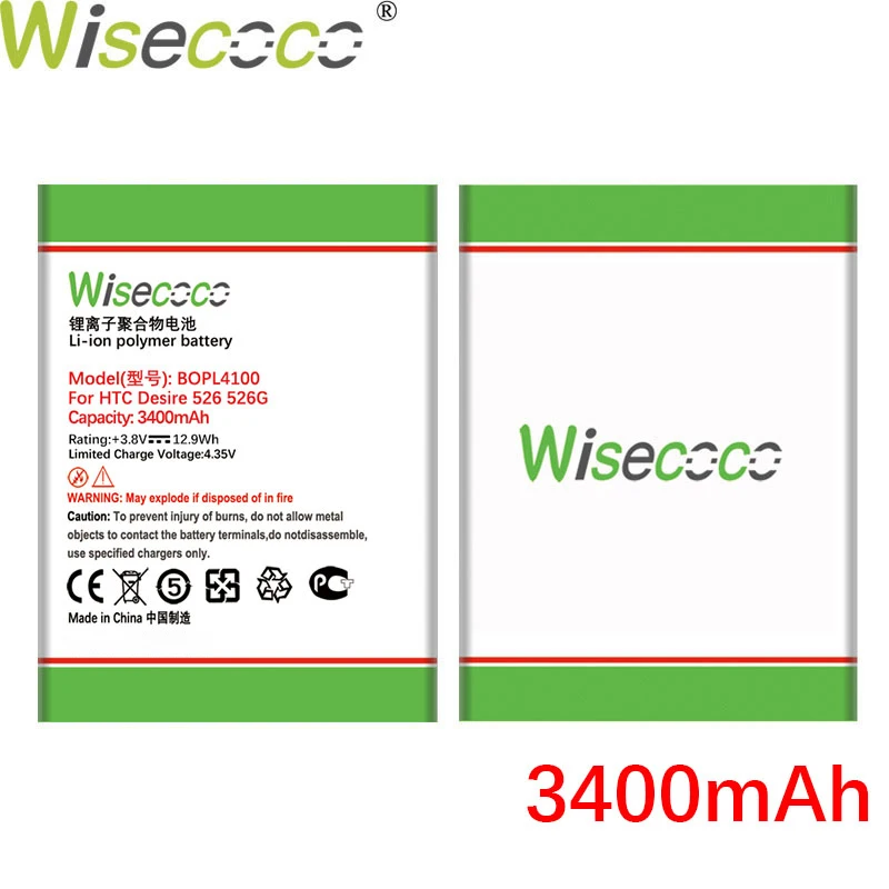 WISECOCO 3400 мАч BOPL4100 Батарея аналого цифровой преобразователь для HTC Desire 526 526G телефон