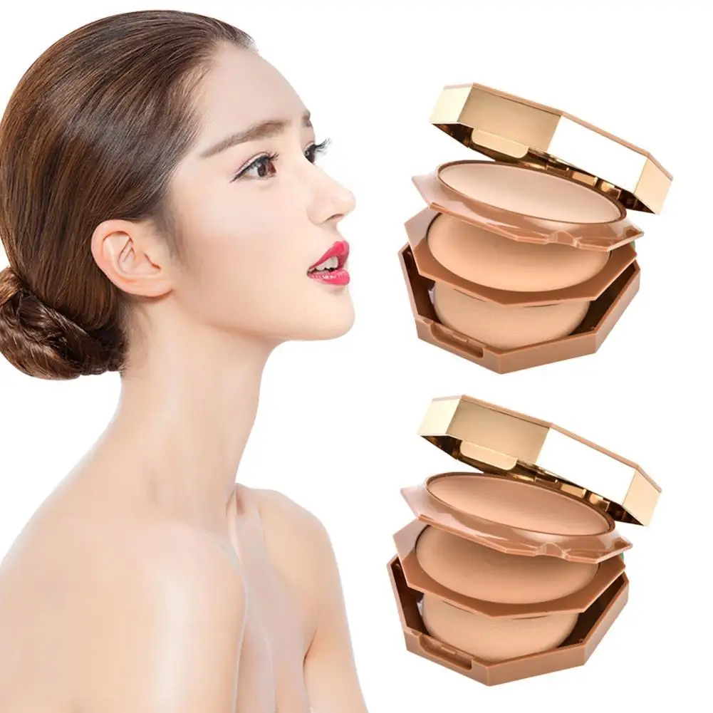 

30g Double-layer Powder Makeup Dry And Wet Powder Lasting Concealer Oil Control Waterproof Moisturizing Powder Cake Makeup Tools