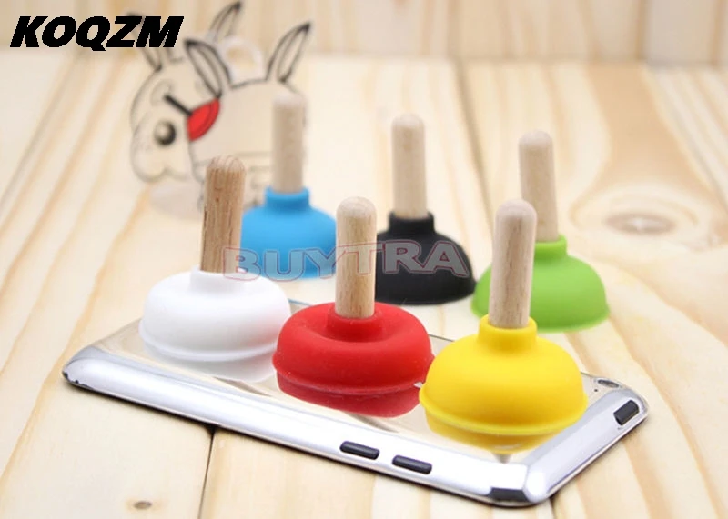 

6PCS Latest Hot Sale Mini Plunger Holders Sucker Stand For Cell Phone Toilet Shape Phone Sucker Tablet Holder(Random Color Sent)