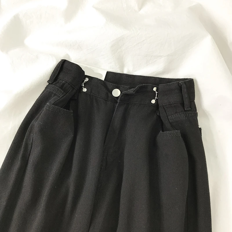 Брюки Женские однотонные мешковатые прямые с высокой талией широкие в уличном