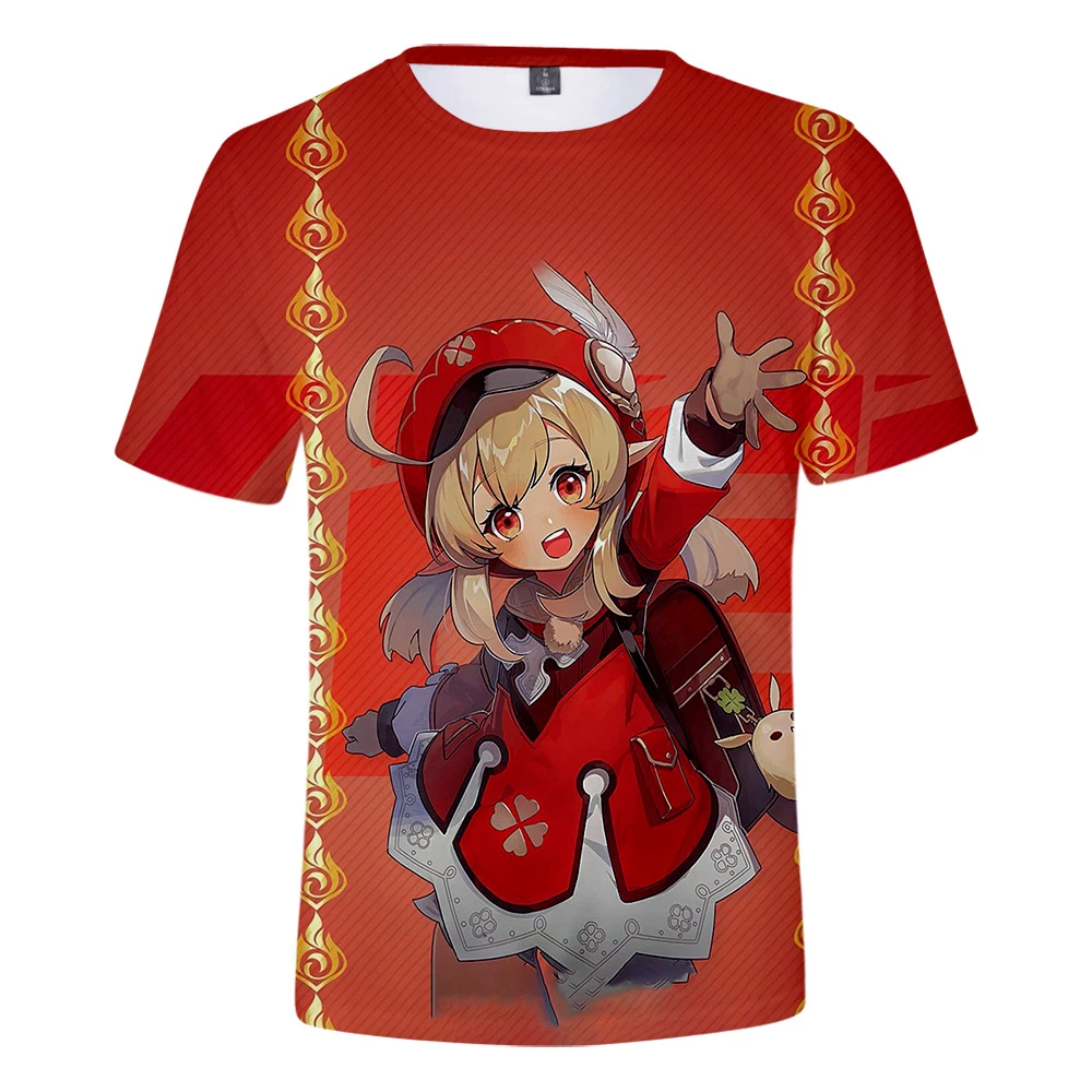 

Футболка Genshin Impact для женщин и мужчин, модная повседневная футболка, летняя футболка, 3D футболка с коротким рукавом и принтом Genshin Impact