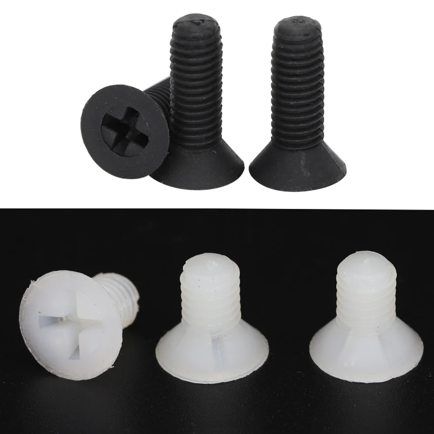 

M2.5 M3 M2.5*10/12/15 M3*6/8/12 White Black Nylon Plastic Bolt Insulate Phillips Cross Recessed Flat CSK Countersunk Head Screw