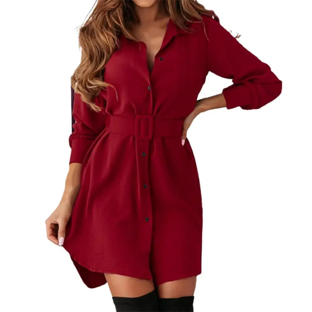 

Hot Sale Fashion Long Sleeve Buttons Shirt Dress Women 2021 Autumn Green Casual Party Vintage Ladies Mini Dresses For Woman Robe