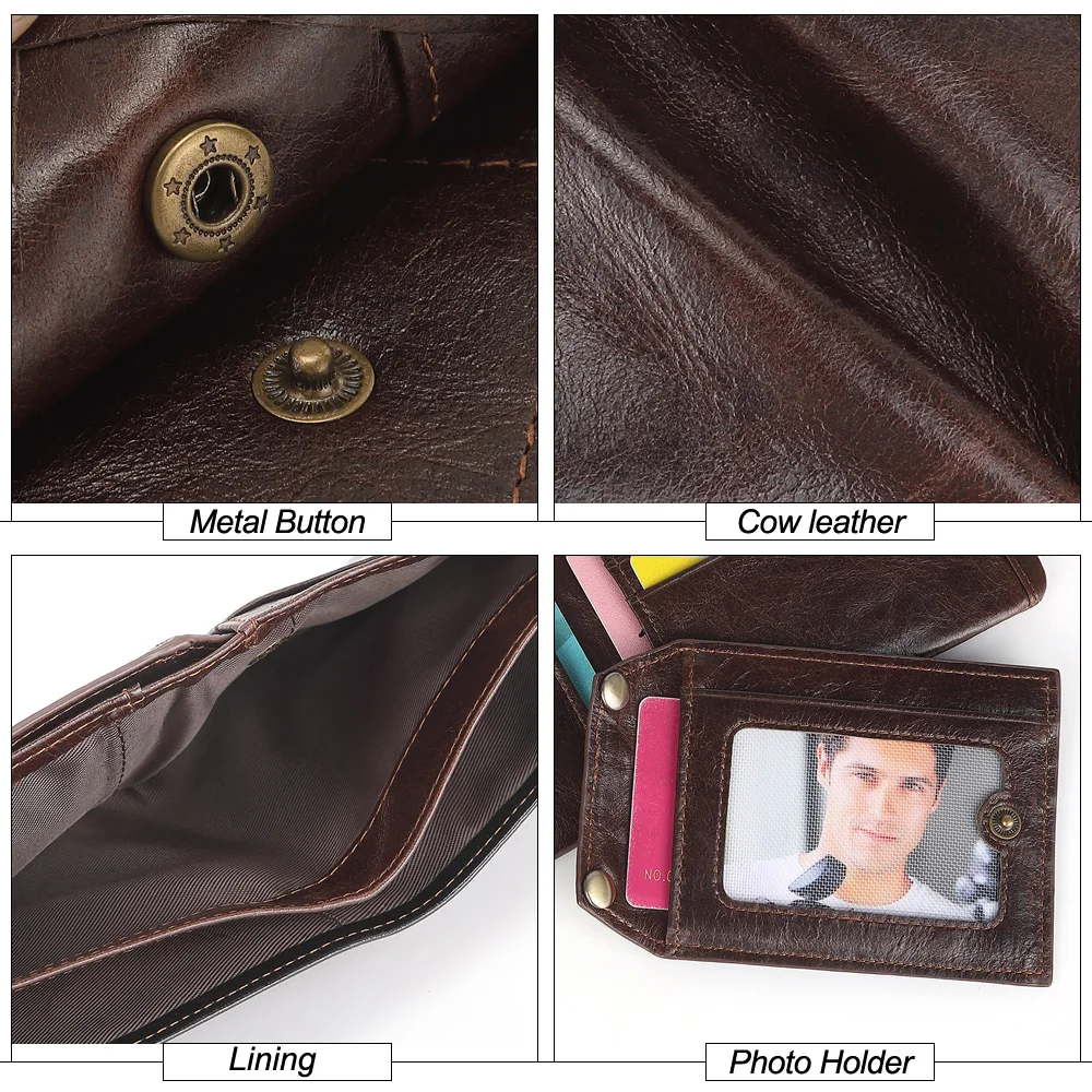 

MISTITS 100% Cow Leather Short Wallet Men Bifold Card Holder Wallets Vintage Coin Purse for Male Carteira Quality Man Wallet