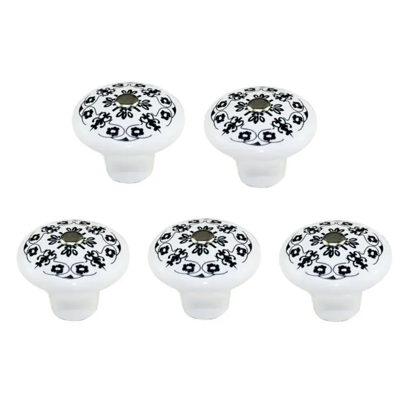 5 шт. керамические одиночные отверстия Мебельная ручка часы цифровой Европейский