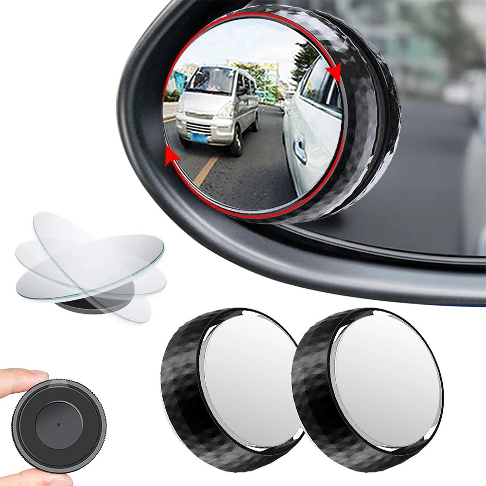 

Car Blind Spot Mirror Round HD Glass with Framed Convex Rear View Mirror with Wide Angle Adjustable Sucker for Cars SUV Truck