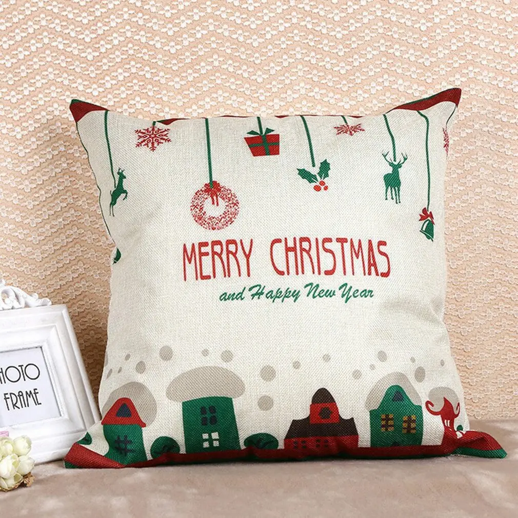 Merry Christmas, хлопок, лен, декоративная подушка для головы, массажер, наволочки, Рождественский Снеговик, квадратный диван, наволочка для подушки, домашний декор
