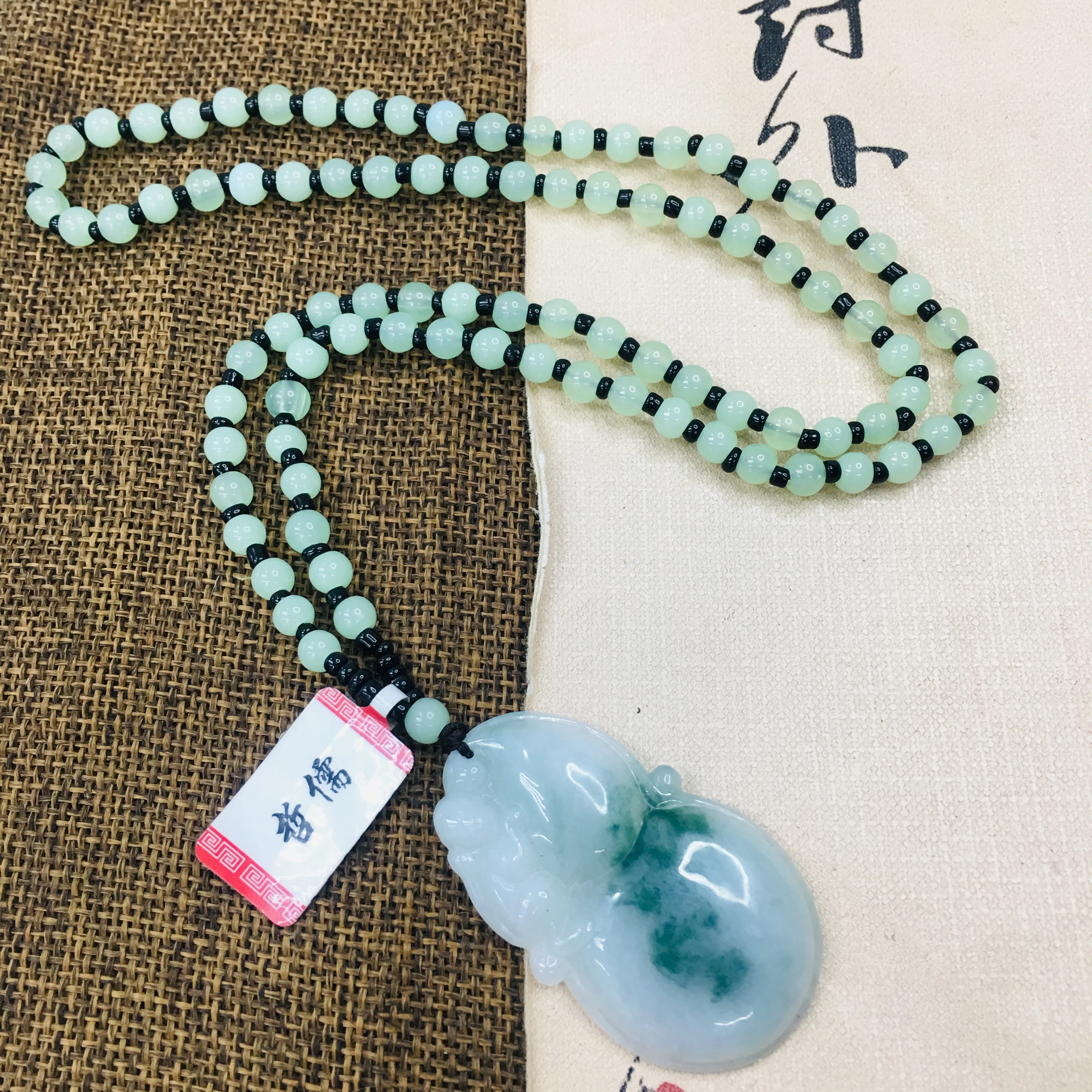 Цепочка свитер Zheru из натурального нефрита вырезанная в два цвета цепочка с