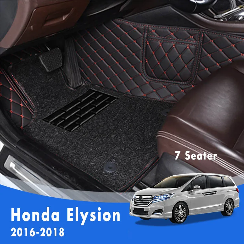 

LHD Luxury Double layer Wire loop Carpets Car Floor Mats For Honda Elysion 2018 2017 2016 (7 Seats) Artificial Leather Dash Foot