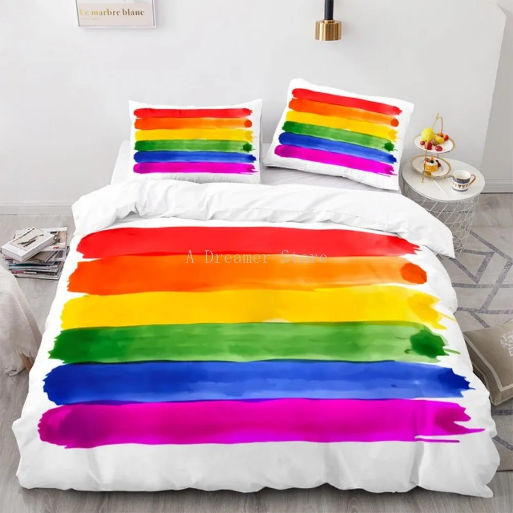 

Colorful Rainbow Bedding Set Single Twin Full Queen King Size Rainbow Bed Set Children's Kid Bedroom Duvetcover Sets 3D Print