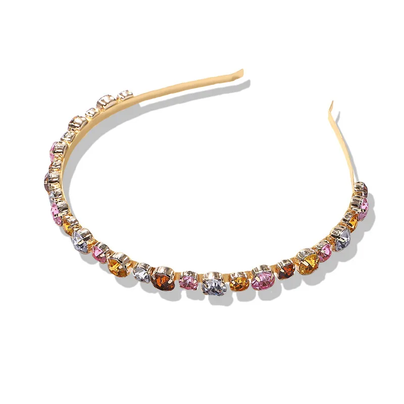 Dvacaman ZA жесткие Bejeweled повязки на голову для девочек красочные Кристальные бусины повязка на голову для женщин Свадебная вечеринка Аксессуары для волос