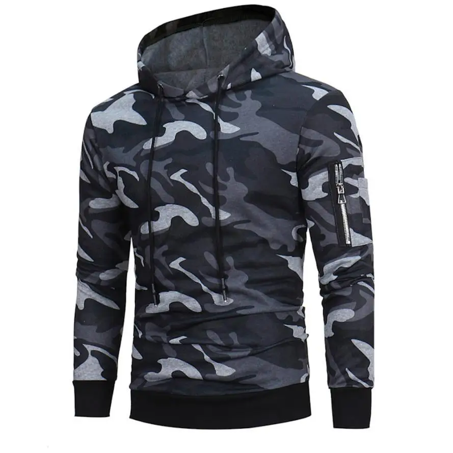

ZOGAA New Men's Pullover Hooded Sweatshirt Zipper Personality Camouflage Hoodie Fashion Casual Streetwear Slim Sweatshirt Men's