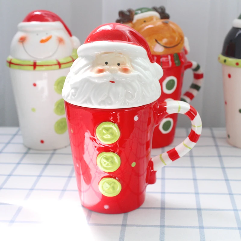 

Christmas Ceramic Cup 3D Snowman Reindeer Penguin Santa Claus Coffee Mug Christmas Gift Present for Friends Party Accessories