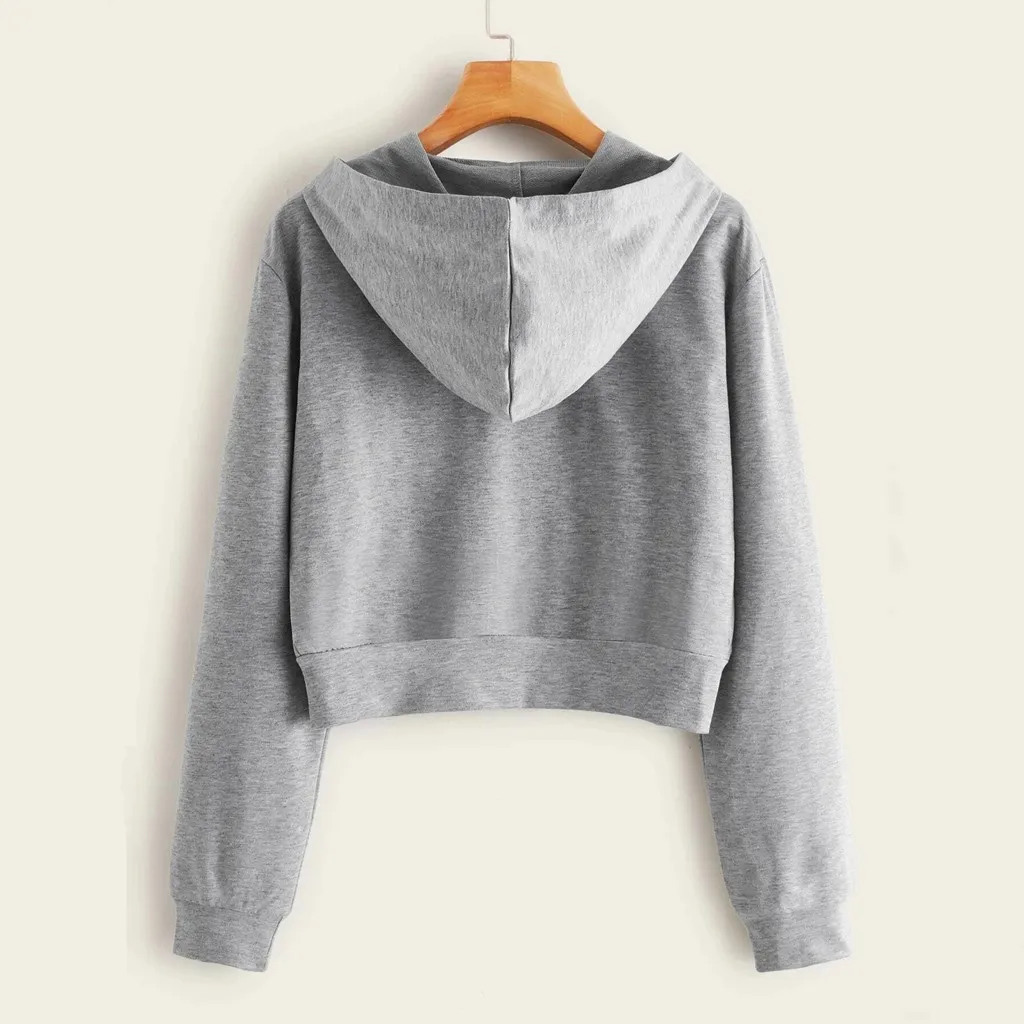Women's Sweatshirt Casual Solid Long Sleeve Zipper Pocket Shirt Hooded Sweatshirt Tops Sudaderas Con Capucha Outwear Hoodies