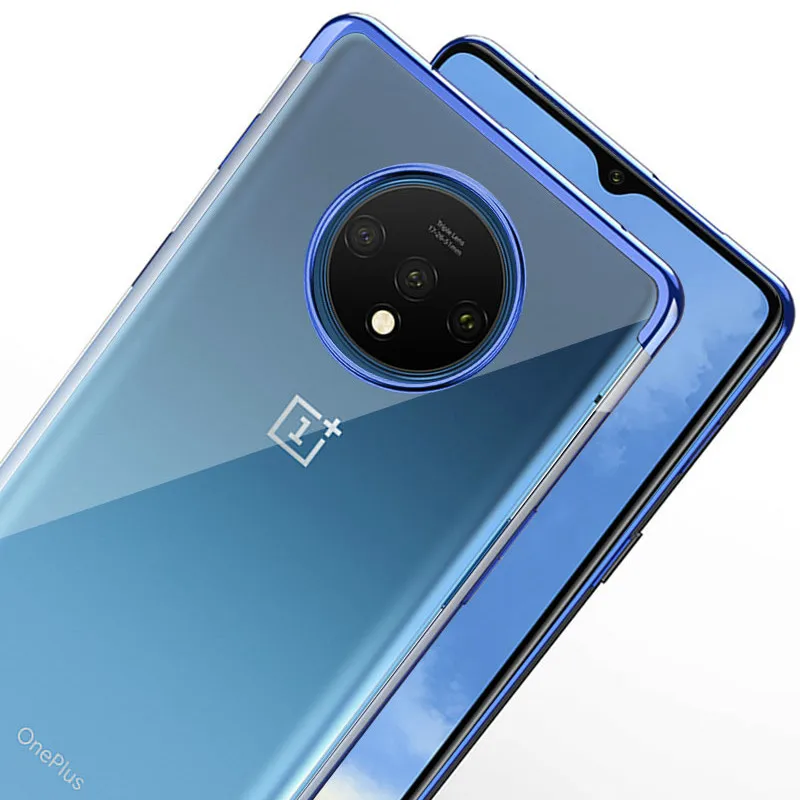 Мягкий прозрачный чехол для телефона Oneplus 7T с лазерным покрытием силиконовый