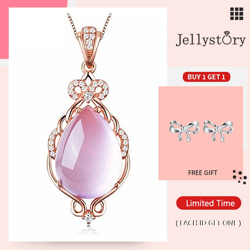 Jellystory Мода Серебро 925 ювелирные изделия ожерелье с серьги в форме капли воды