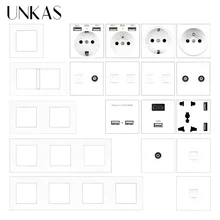 UNKAS Modules DIY Combination Free Matching French EU Socket USB Charger TV RJ12 Telephone RJ45 Computer Plastic PC Panel Outlet