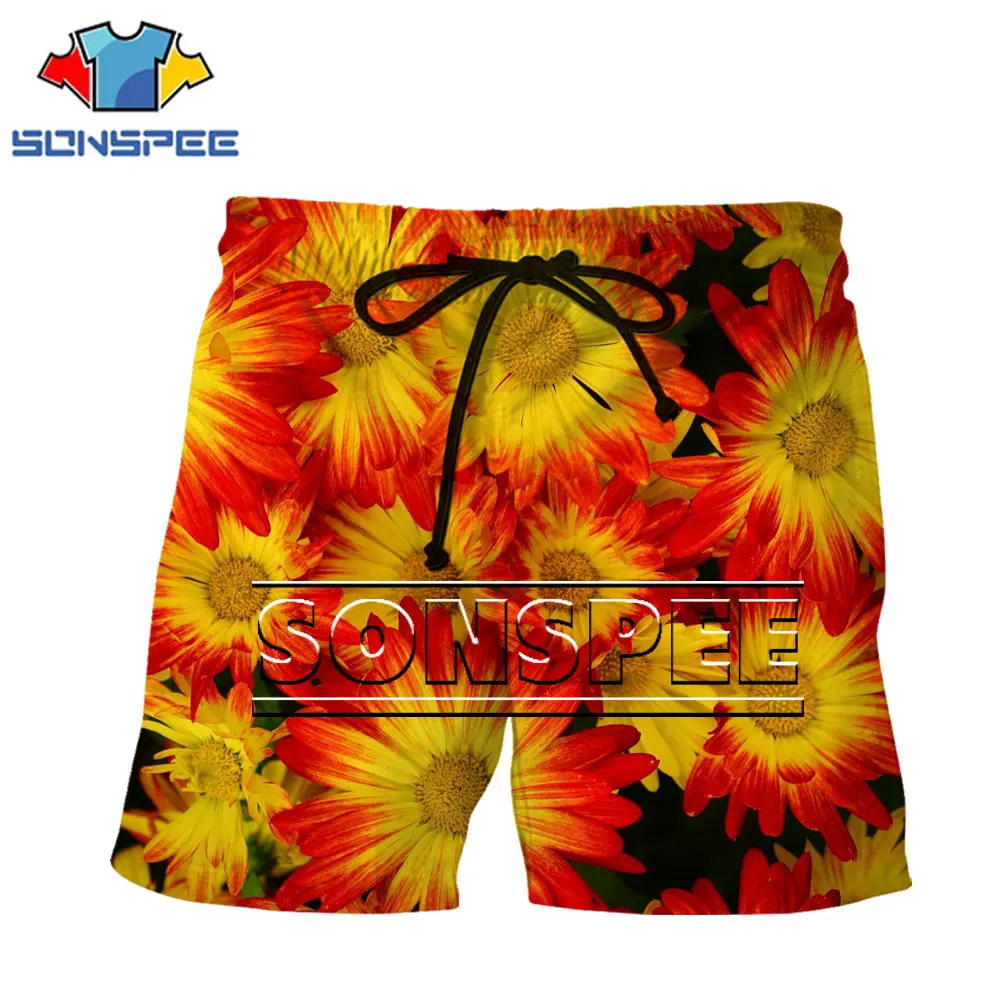 

SONSPEE Brand Pink Shorts Men Chrysanthemum Flowers Yellow Colorful Fashion Niche Summer Casual Retro 6XL Oversize Loose Shorts