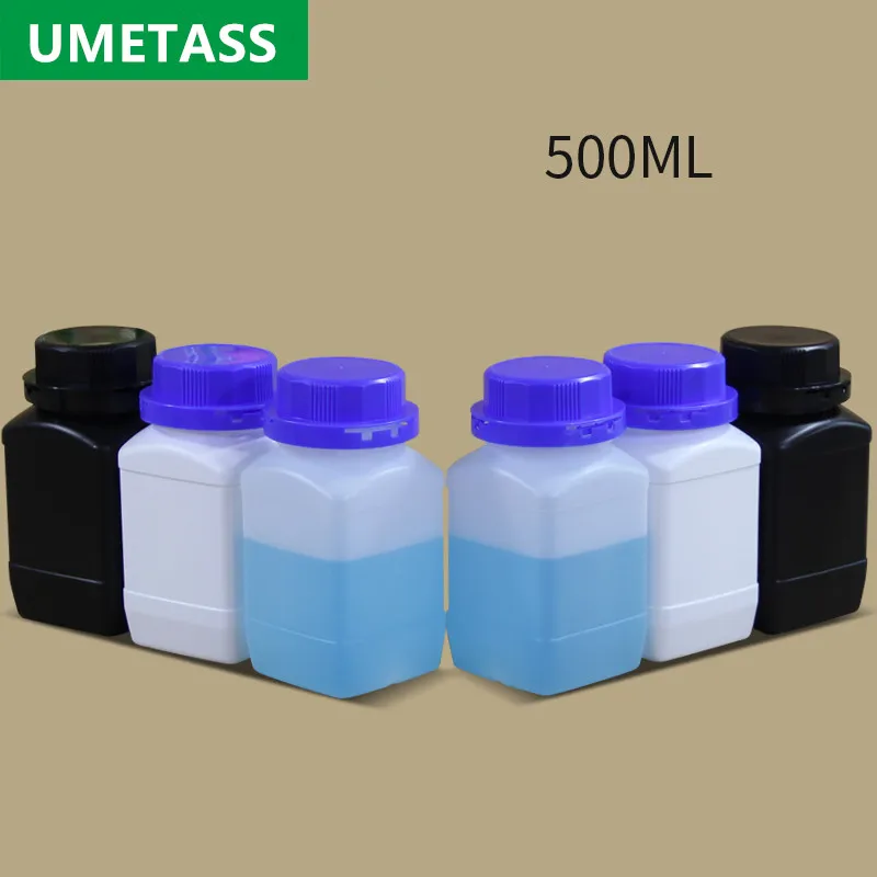 

10PCS Plastic Square Bottle 500ML Wide Mouth Storage Bottles with inner and outer Lid Leakproof Glue ink Container