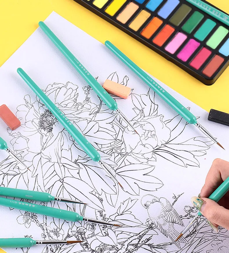 

10 pcs Miniature Hook Line Pen art painting brushes weasel hair paint brush gouache watercolor oil paints artists Hand Painted