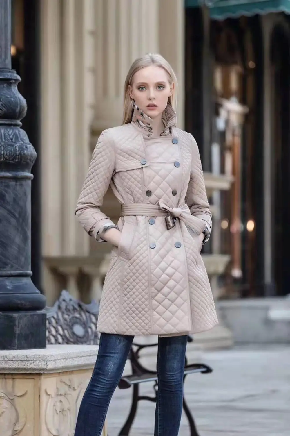 2020 высококачественное хлопковое пальто 2XL длины со стразами осенне зимняя куртка