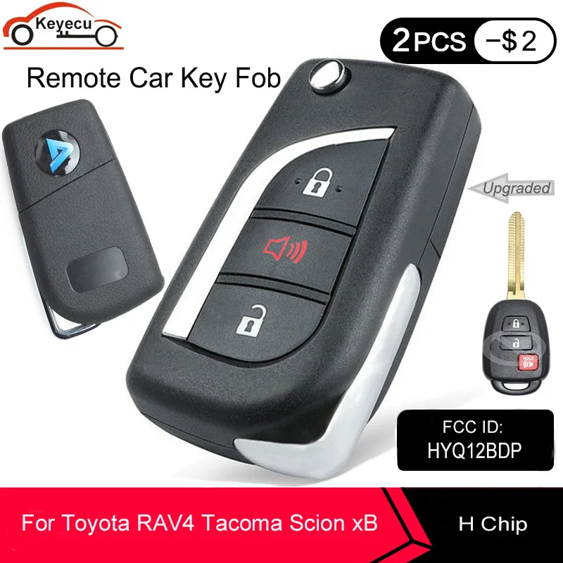 

KEYECU Upgraded Flip Remote Key Fob 314.4MHz H Chip for Toyota RAV4 Tacoma 2014 2015 2016 / Scion xB 2013 2014 2015 HYQ12BDP