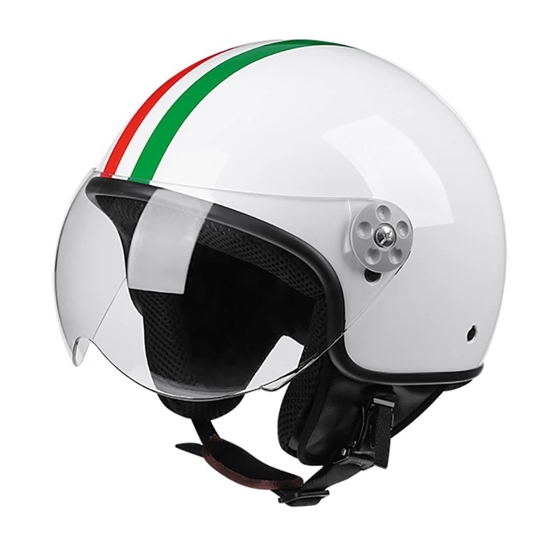 

Motorcycle Helmet Leather Open Face Vintage Retro Casco Commute Vespa Cafe Racer Classic Casque Quality Pilot Capacete De Moto